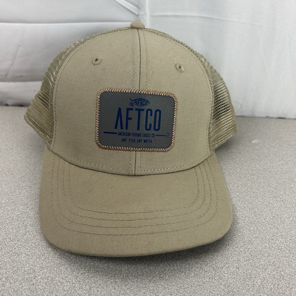 AFTCO Beige American Fishing Tackle Co Mesh Trucker‎ Hat Snapback Cap
